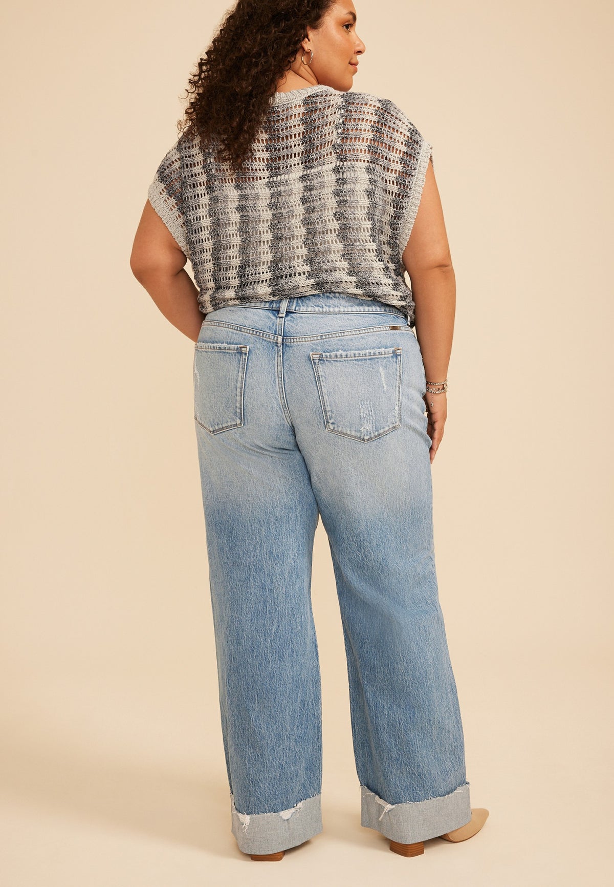 Maurices Plus Size KanCan™ Mid Rise Raw Cuffed Hem Wide Leg Jean
