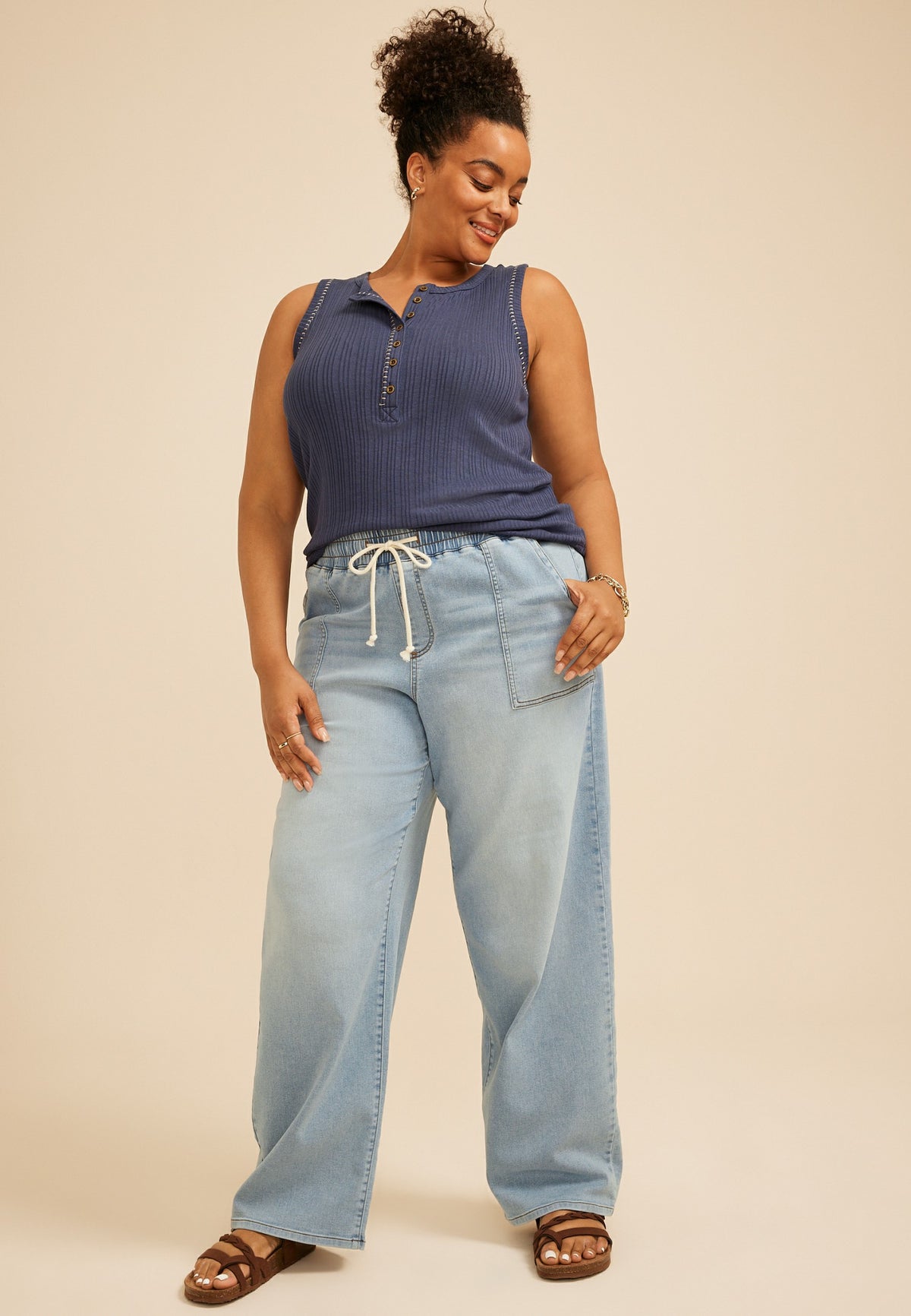 Maurices Plus Size m jeans by maurices™ High Rise Knit Pull On Wide Leg Jean