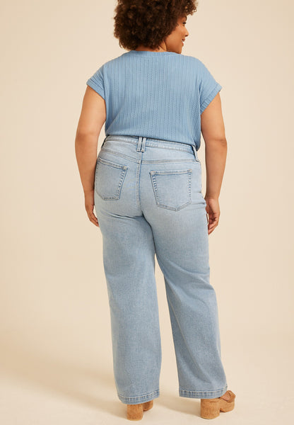 Maurices Plus Size m jeans by maurices™ Light High Rise Slant Pocket Wide Leg Jean