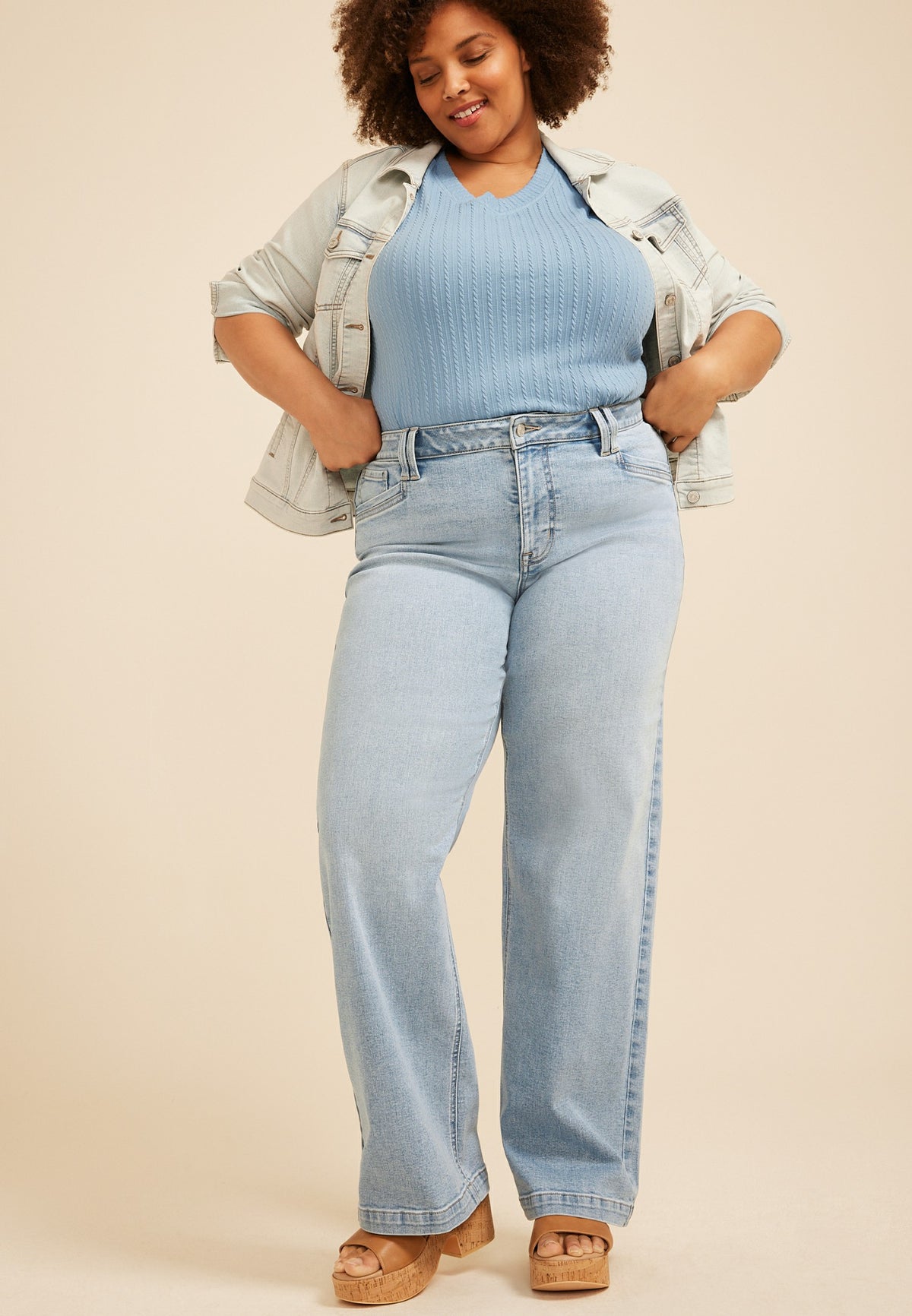Maurices Plus Size m jeans by maurices™ Light High Rise Slant Pocket Wide Leg Jean