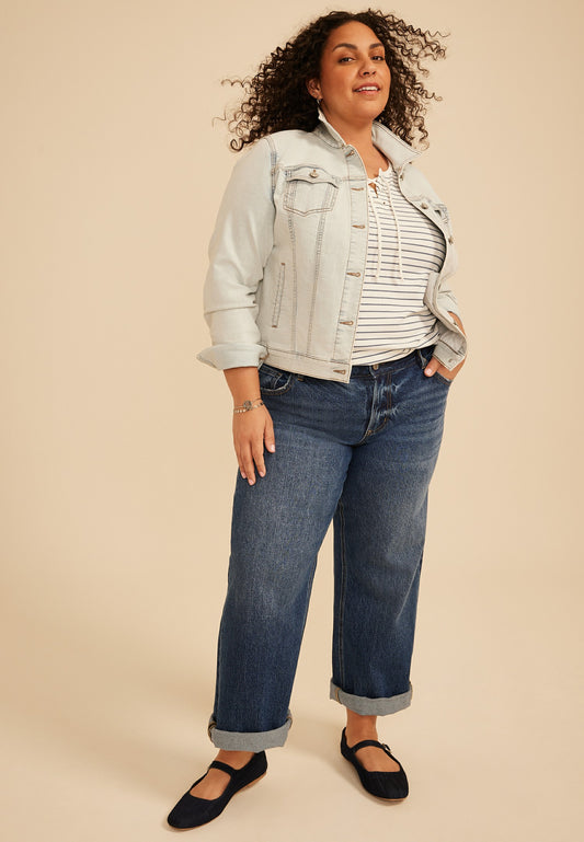 Maurices Plus Size KanCan™ Mid Rise Mini Roll Hem Wide Leg Jean