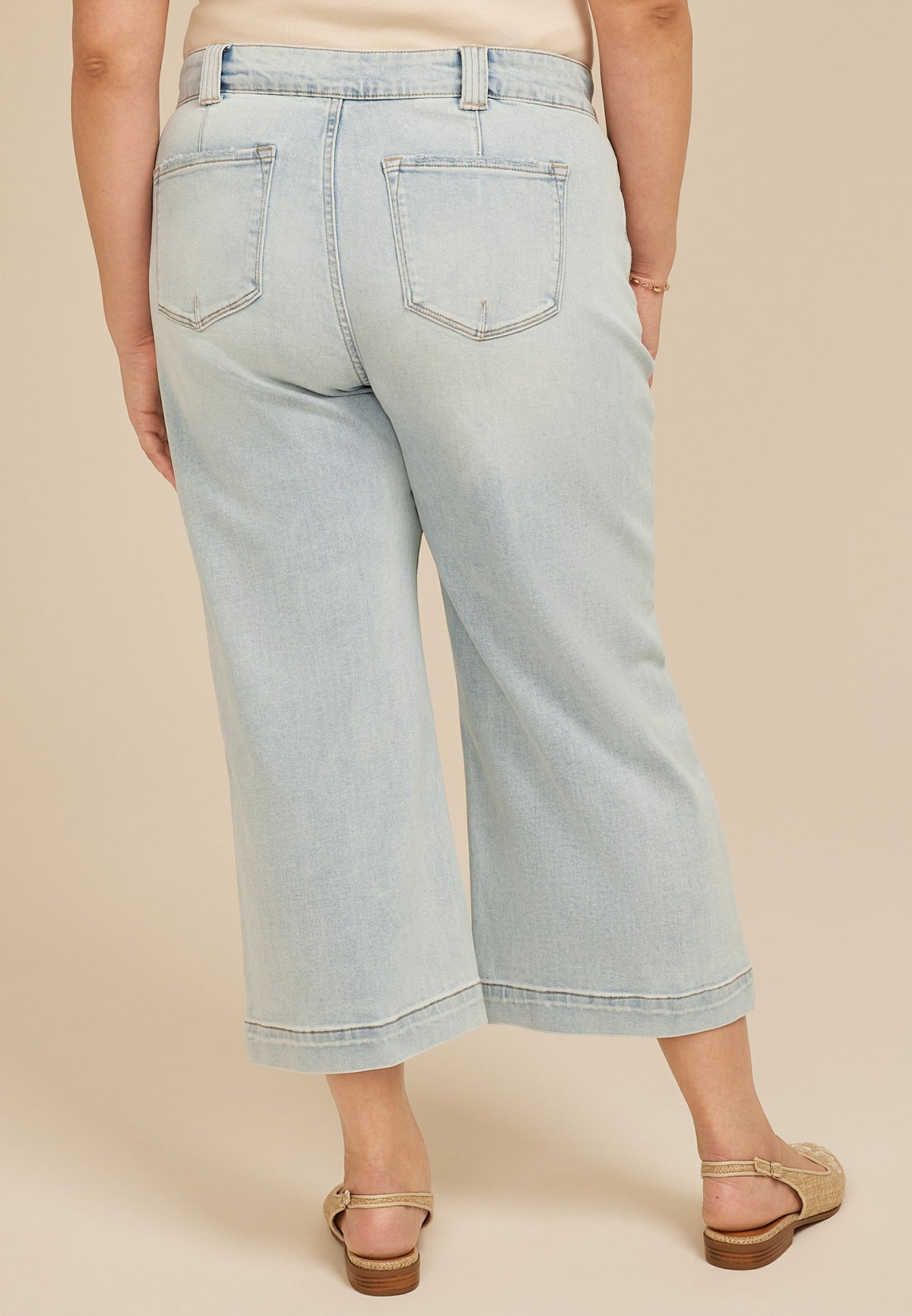 Maurices Plus Size KanCan™ High Rise Patch Pocket Wide Leg Cropped Jean
