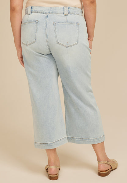Maurices Plus Size KanCan™ High Rise Patch Pocket Wide Leg Cropped Jean