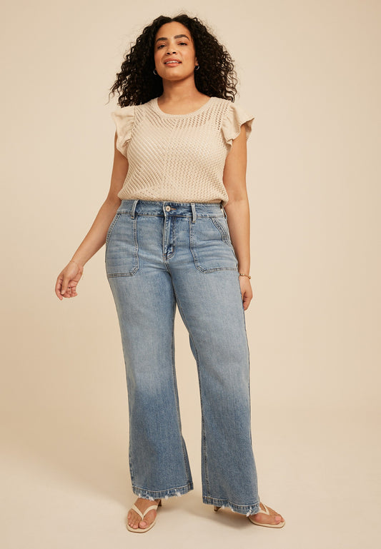 Maurices Plus Size KanCan™ High Rise Porkchop Pocket Wide Leg Jean