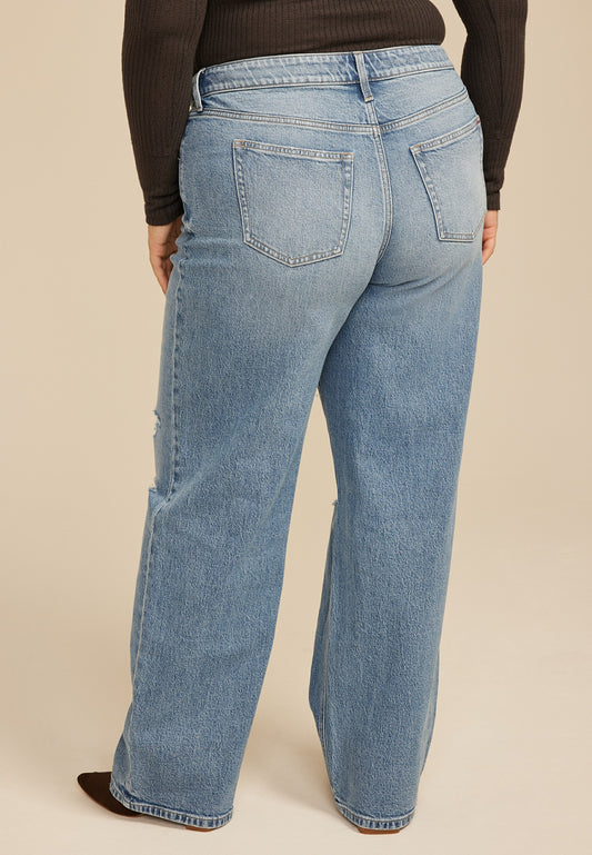 Maurices Plus Size edgely™ High Rise Open Ripped Wide Leg Jean