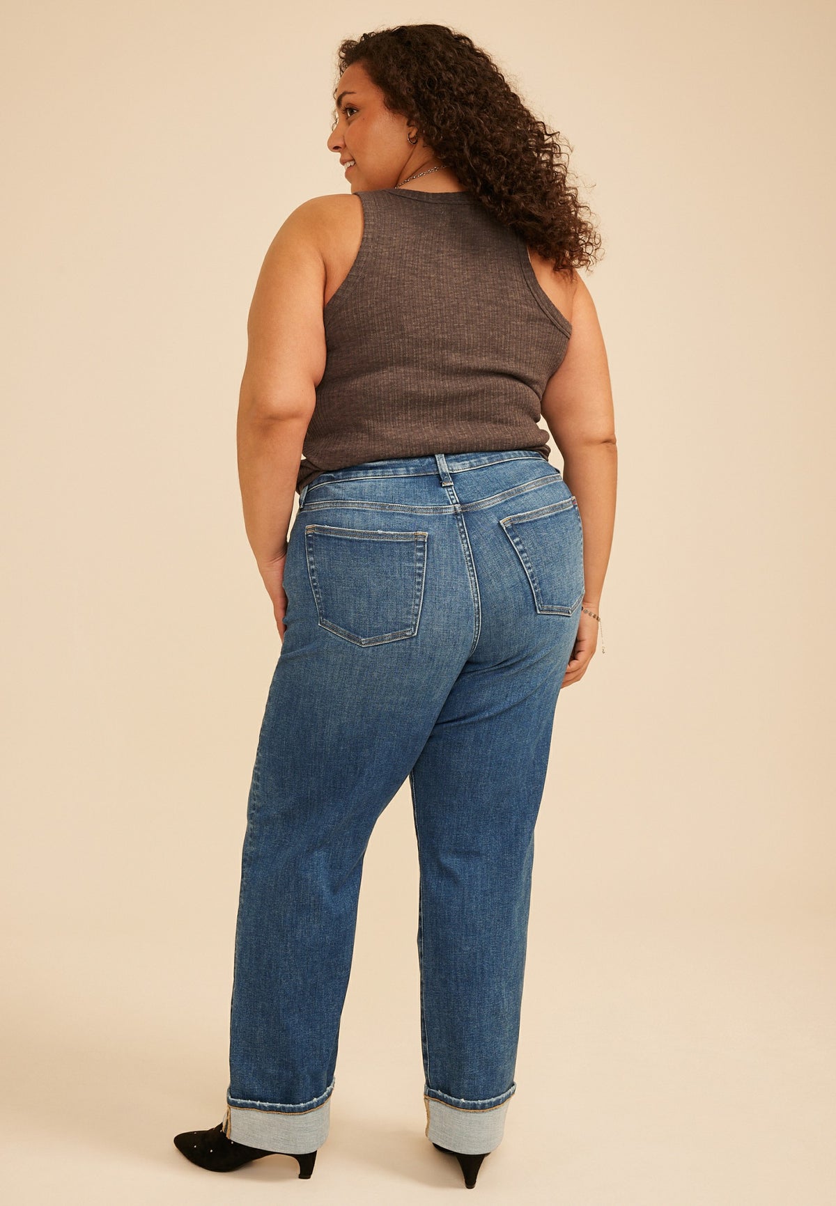 Maurices Plus Size edgely™ High Rise Pocket Stitch Relaxed Straight Cuffed Jean