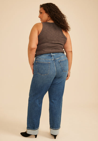 Maurices Plus Size edgely™ High Rise Pocket Stitch Relaxed Straight Cuffed Jean