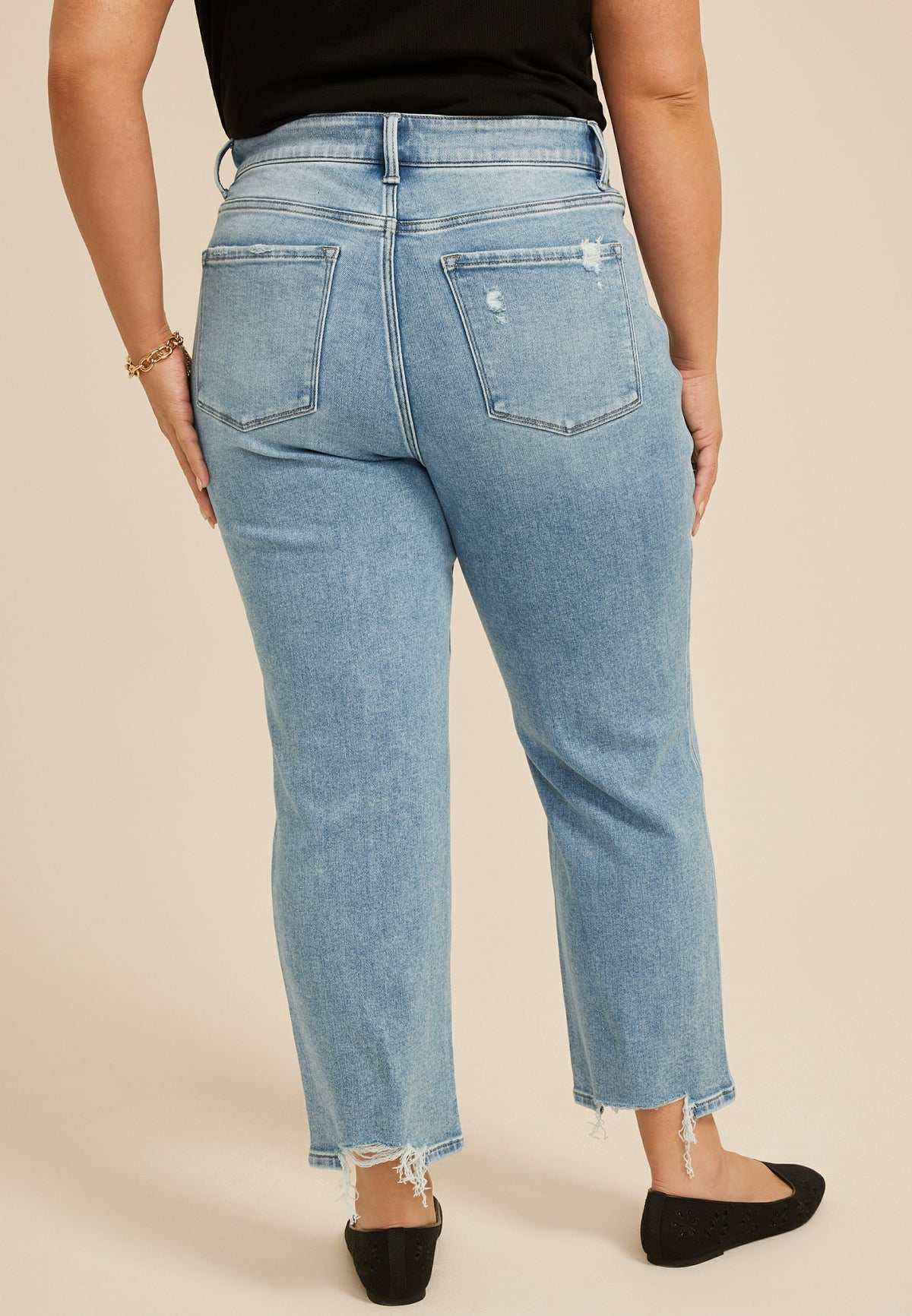 Maurices Plus Size Flying Monkey™ High Rise Ripped Hem Ankle Straight Jean