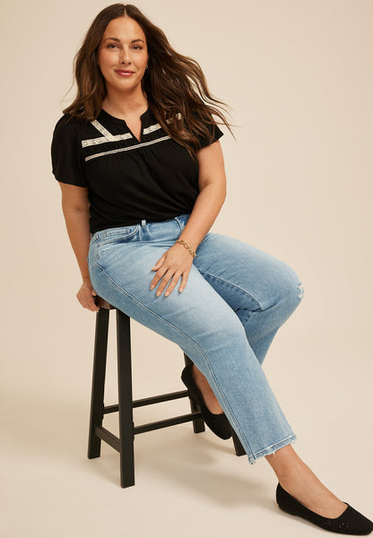 Maurices Plus Size Flying Monkey™ High Rise Ripped Hem Ankle Straight Jean