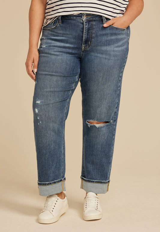 Maurices Plus Size edgely™ High Rise Cuffed Hem Relaxed Straight Jean