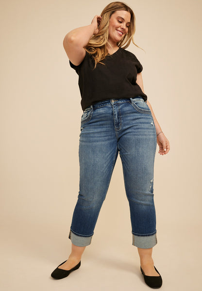 Maurices Plus Size KanCan™ High Rise Seamed Pocket Cuffed Hem Straight Jean