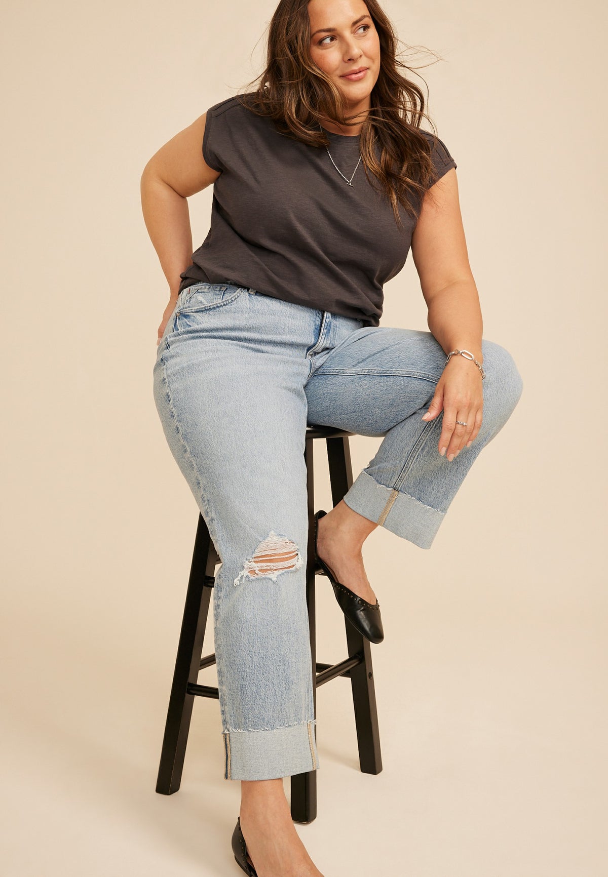 Maurices Plus Size edgely™ High Rise Raw Cuff Hem Relaxed Straight Jean