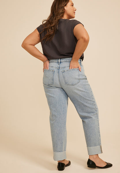 Maurices Plus Size edgely™ High Rise Raw Cuff Hem Relaxed Straight Jean