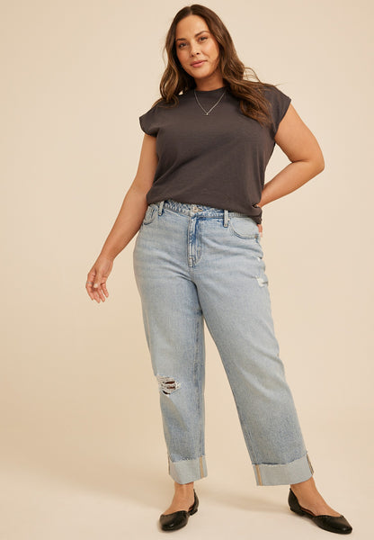 Maurices Plus Size edgely™ High Rise Raw Cuff Hem Relaxed Straight Jean