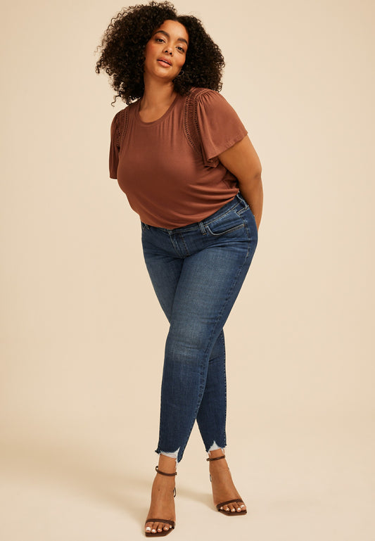 Maurices Plus Size m jeans by maurices™ Cool Comfort High Rise Ripped Hem Ankle Jegging