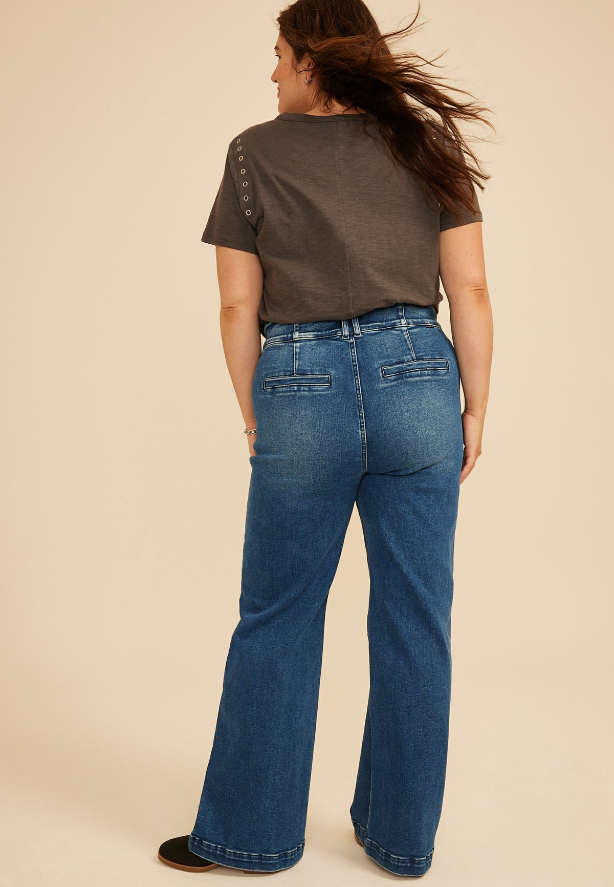 Maurices Plus Size Risen Jeans® High Rise Tummy Control Panel Double Button Trouser Bootcut Jean