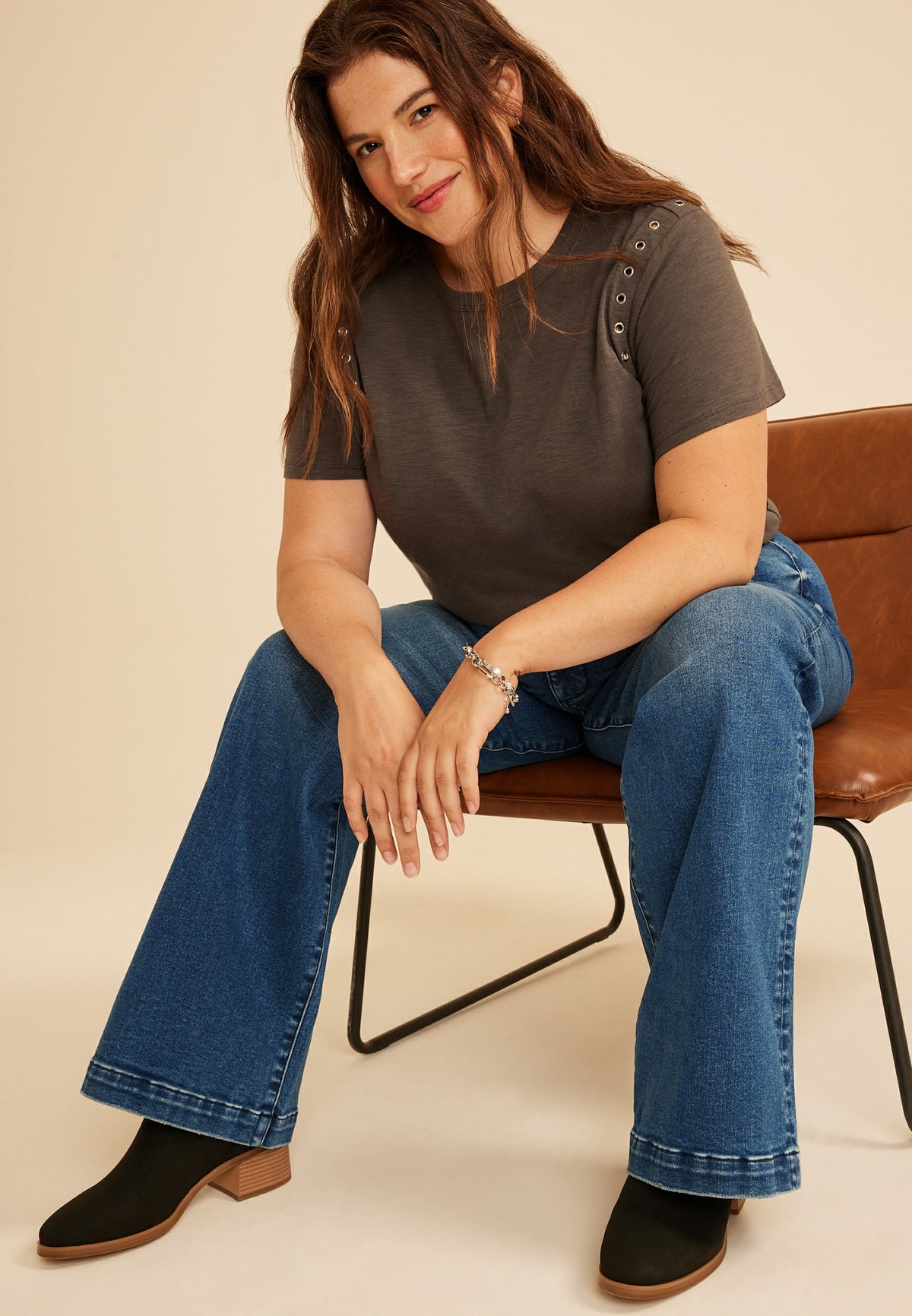 Maurices Plus Size Risen Jeans® High Rise Tummy Control Panel Double Button Trouser Bootcut Jean