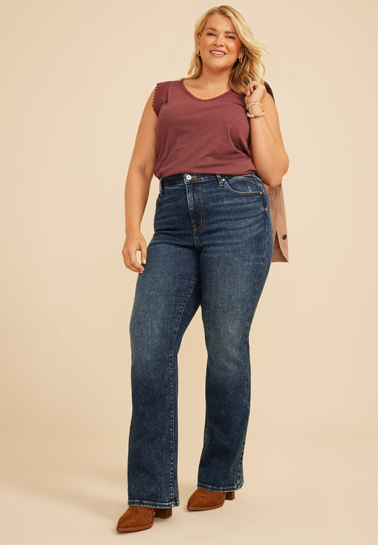 Maurices Plus Size edgely™ Super High Rise Marble Wash Slim Boot Jean
