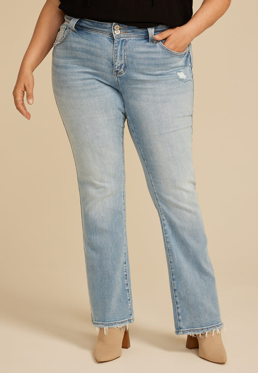 Maurices Plus Size KanCan™ Mid Rise Double Button Frayed Hem Bootcut Jean