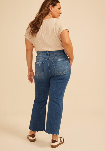 Maurices Plus Size Flying Monkey™ High Rise Fray Hem Kick Flare Jean