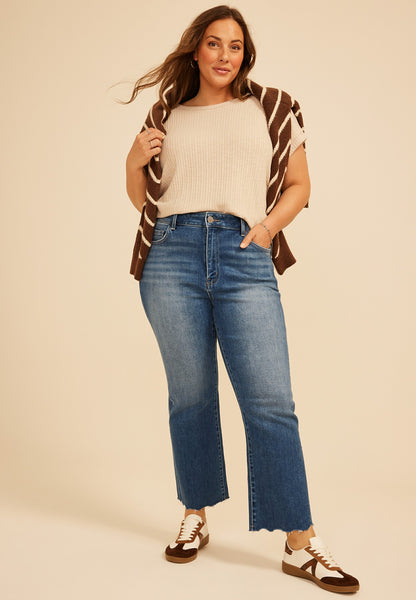 Maurices Plus Size Flying Monkey™ High Rise Fray Hem Kick Flare Jean