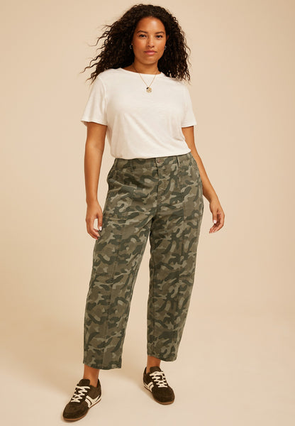 Maurices Plus Size Camo High Rise Seamed Barrel Pant