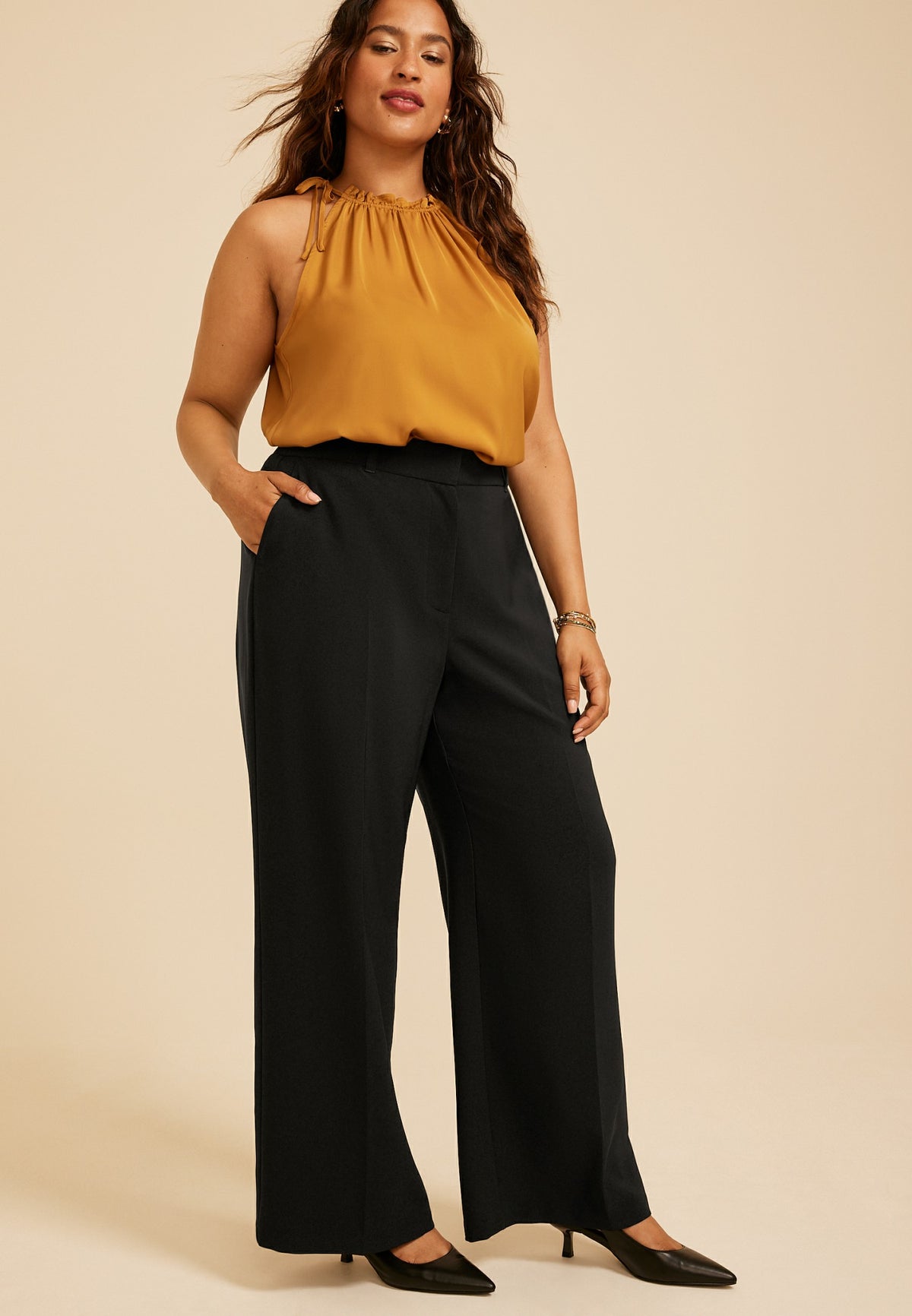 Maurices Plus Size Idealist High Rise Wide Leg Dress Pant