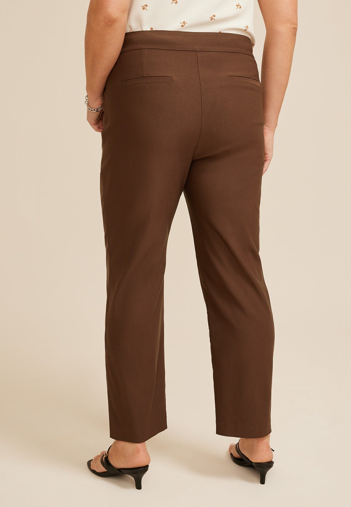 Maurices Plus Size Sateen Bengaline Button Tab High Rise Straight Pant