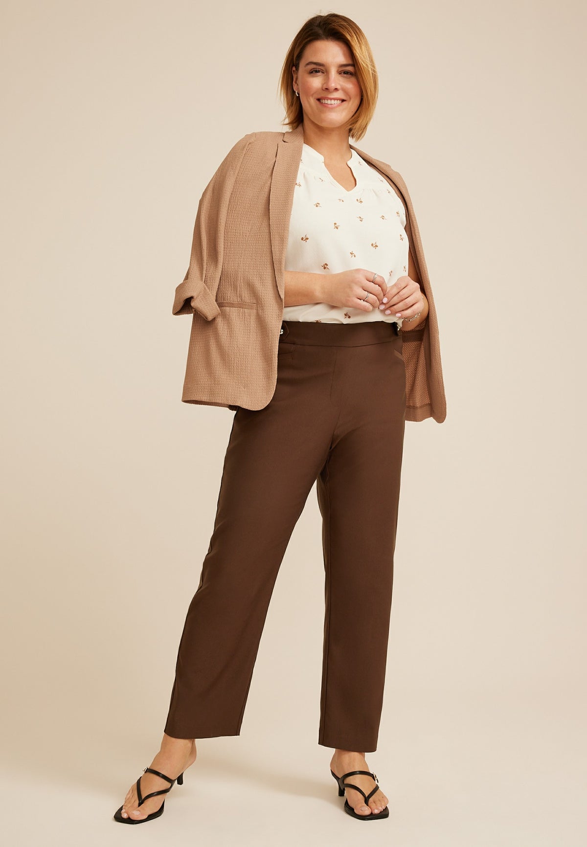Maurices Plus Size Sateen Bengaline Button Tab High Rise Straight Pant