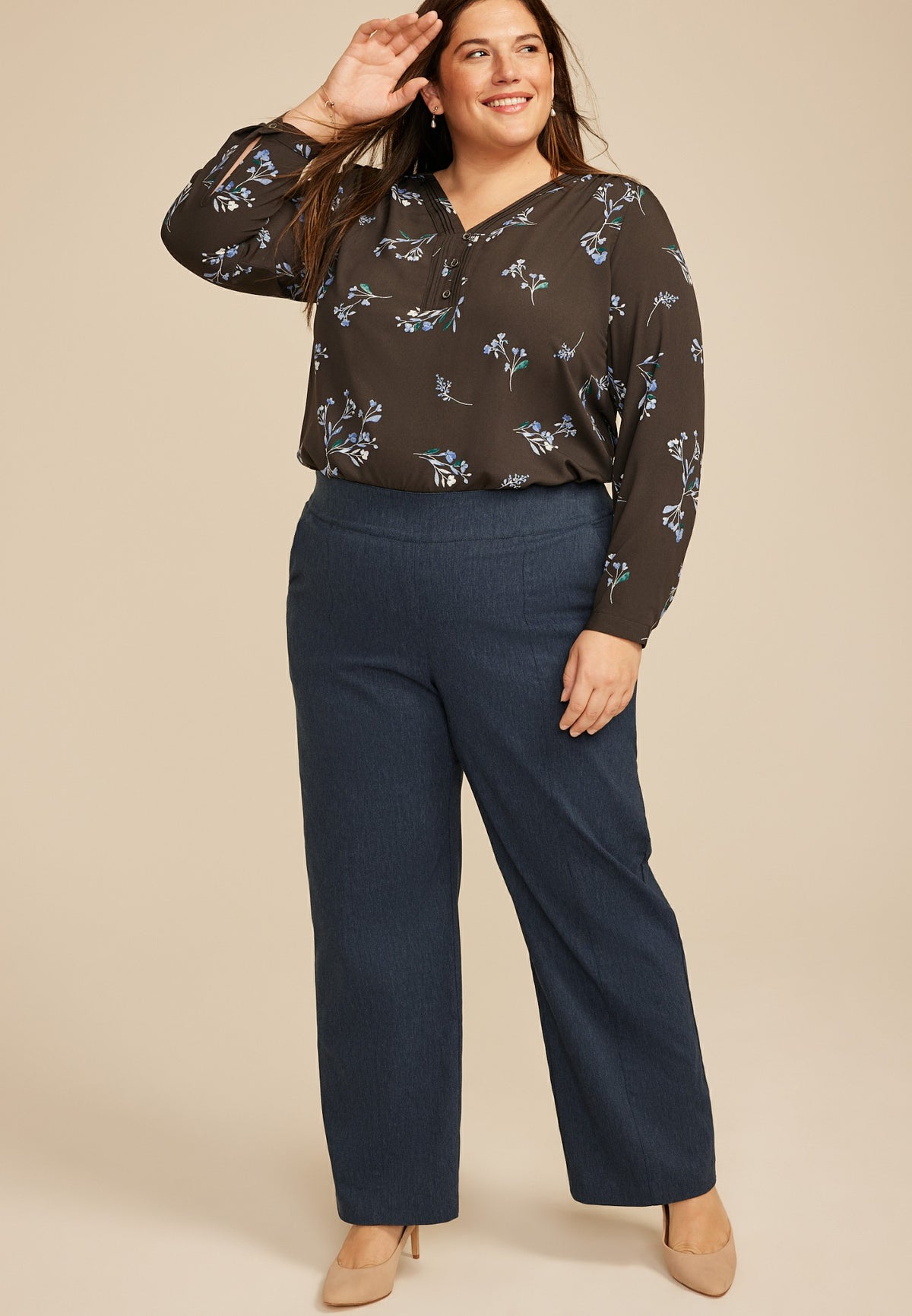 Maurices Plus Size Denim Bengaline Wide Leg Pant