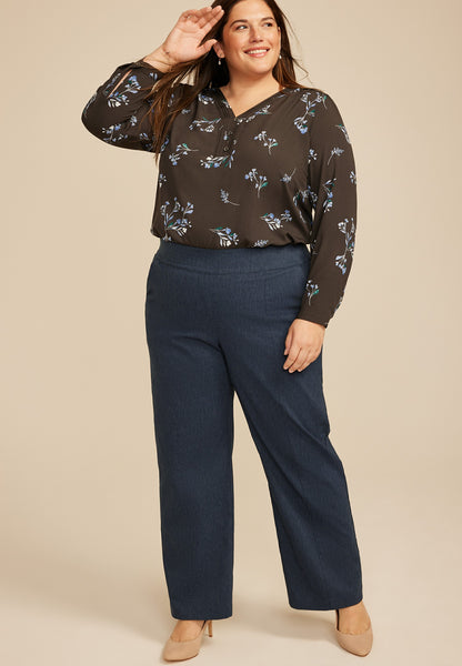 Maurices Plus Size Denim Bengaline Wide Leg Pant