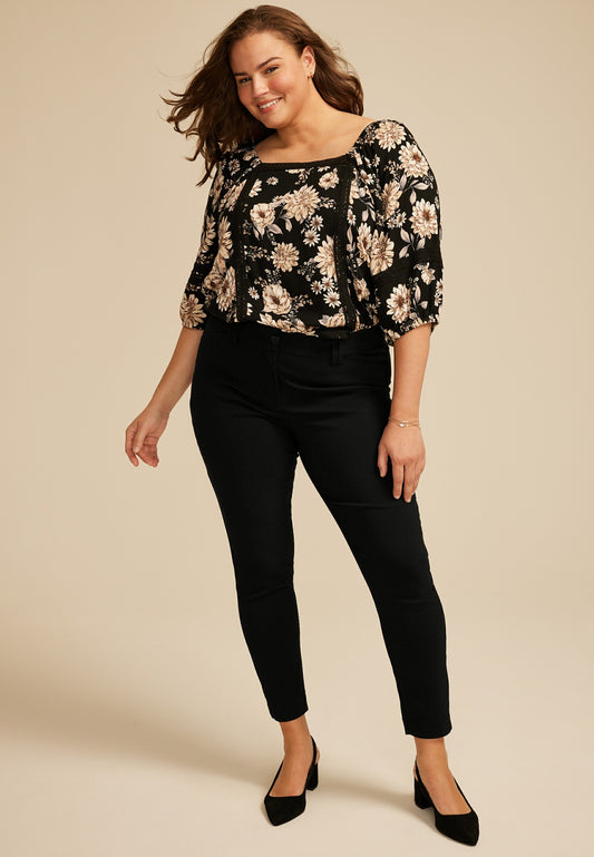 Maurices Plus Size Bengaline Constructed Waist Mid Rise Skinny Dress Pant