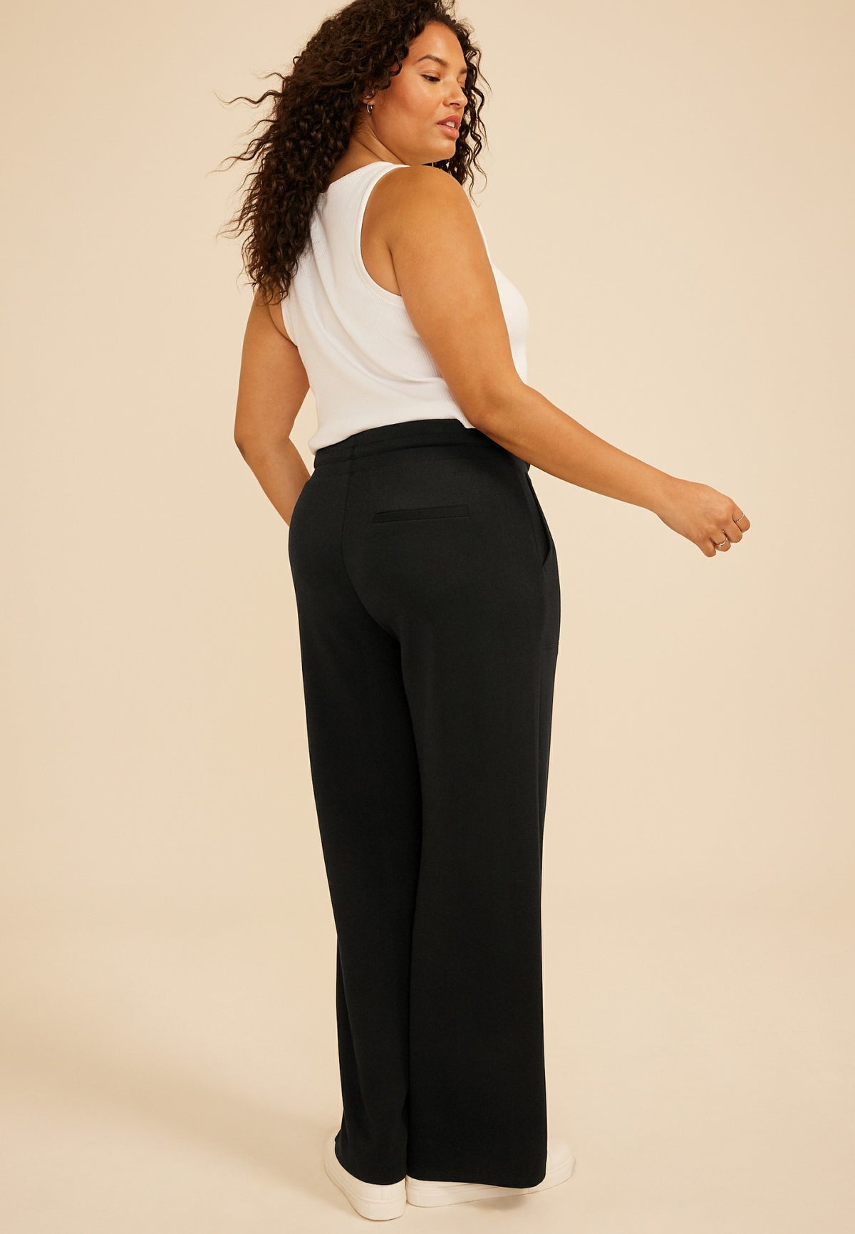 Maurices Plus Size Cloud Scuba Knit Pinktuck Wide Leg Pant