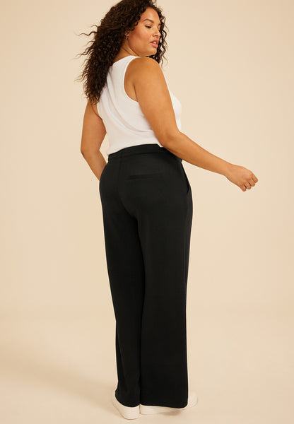 Maurices Plus Size Cloud Scuba Knit Pinktuck Wide Leg Pant