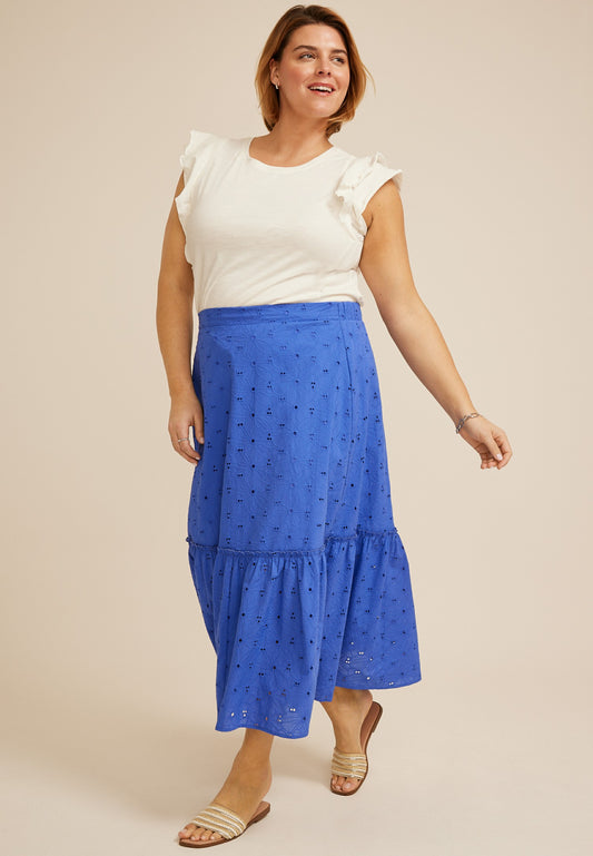 Maurices Plus Size High Rise Eyelet Maxi Skirt