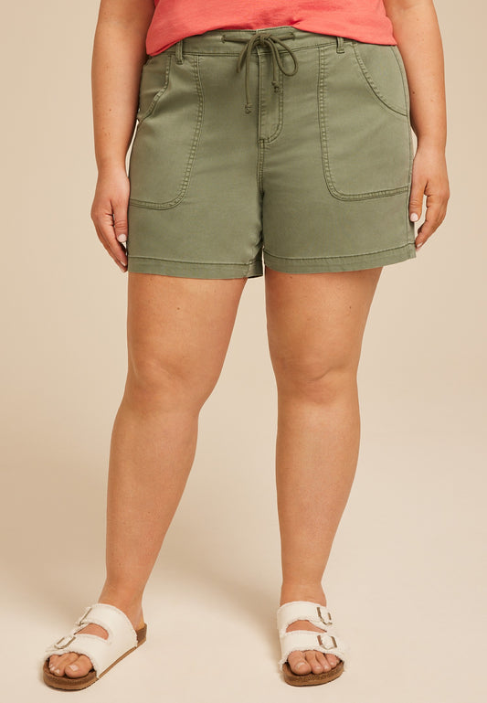 Maurices Plus Size High Rise Stretch Twill Cargo 5.5in Short