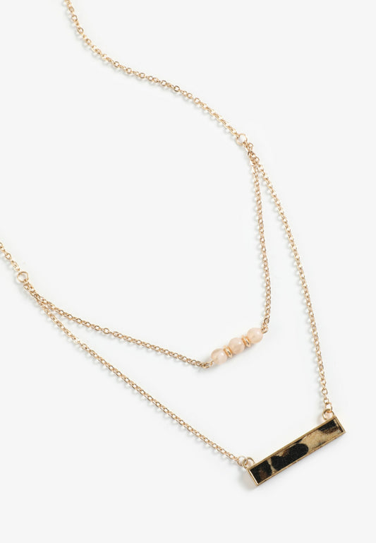 Maurices Reversible Animal Print Bar Layered Necklace