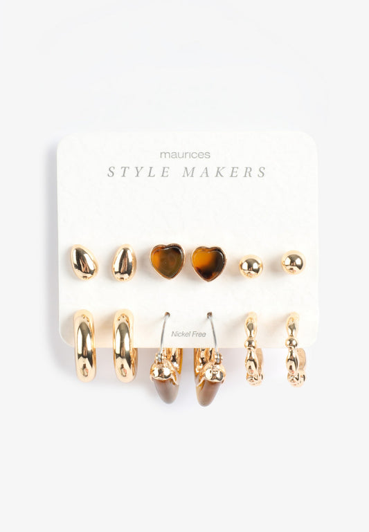 Maurices Gold And Tortoiseshell Earring Set