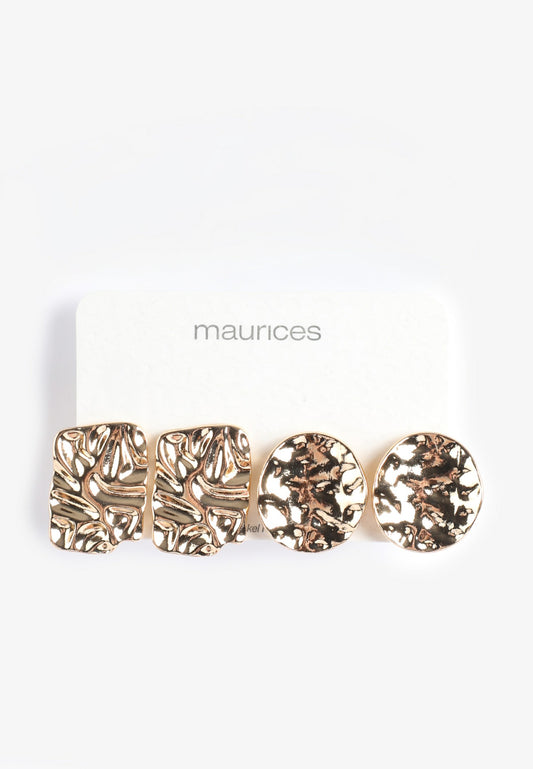 Maurices Gold Hammered Stud Earring Set