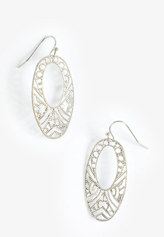 Maurices Silver Filigree Oval Drop Earrings