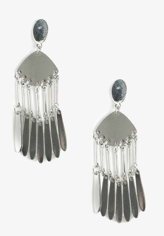 Maurices Silver Fringe Metal Drop Earrings