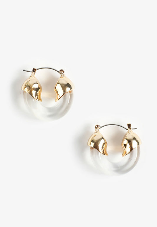 Maurices Clear Resin Sculpted Gold Hoop Earrings
