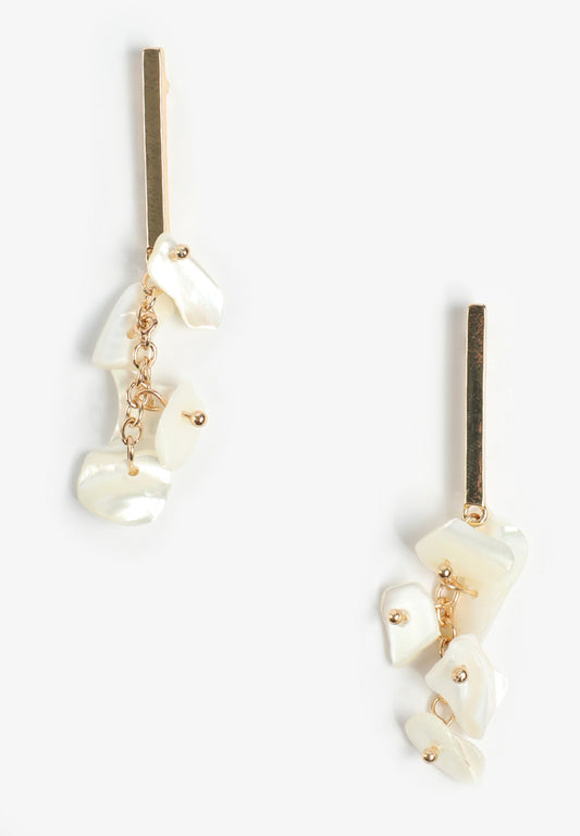 Maurices Gold Bar Faux Shell Cluster Drop Earrings