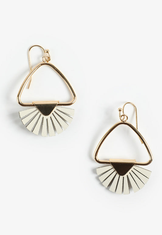 Maurices Gold And  Cream Geometric Fan Drop Earrings